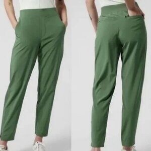 Athleta Brooklyn Ankle Pants Size 12 Vineyard Green Mid Rise Pockets